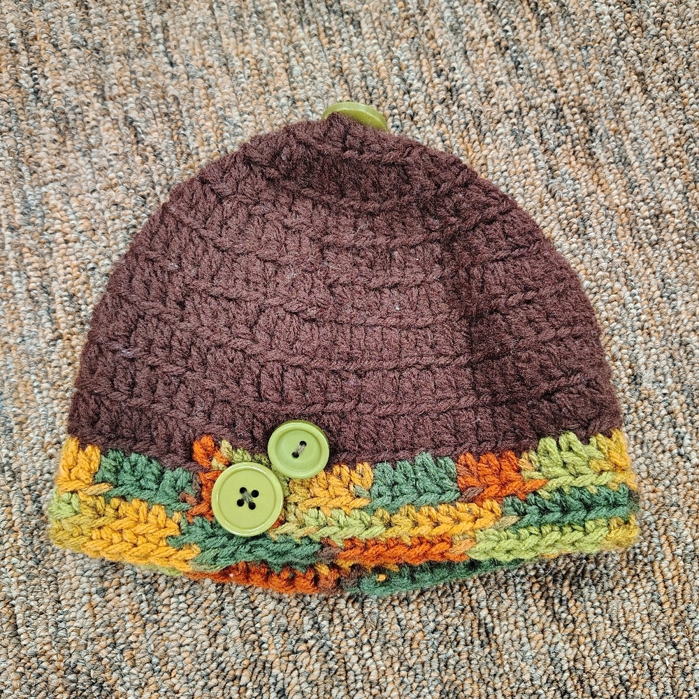 Handmade Brown Fall Beanie Hat